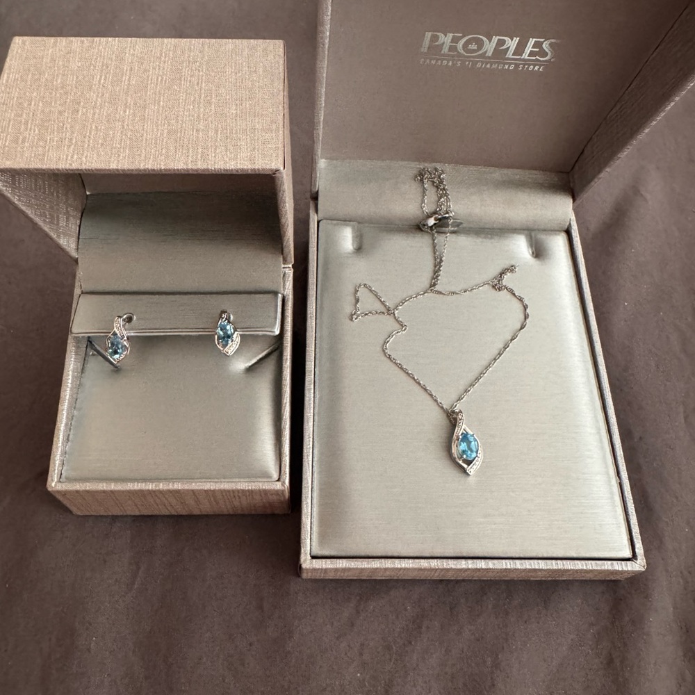 Silver and Blue Topaz Jewelry Set
